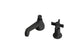 Emerson One Handle Deck Mount Low Hexagon Lavatory Faucet with Defined Cross Handle in Matte Black
