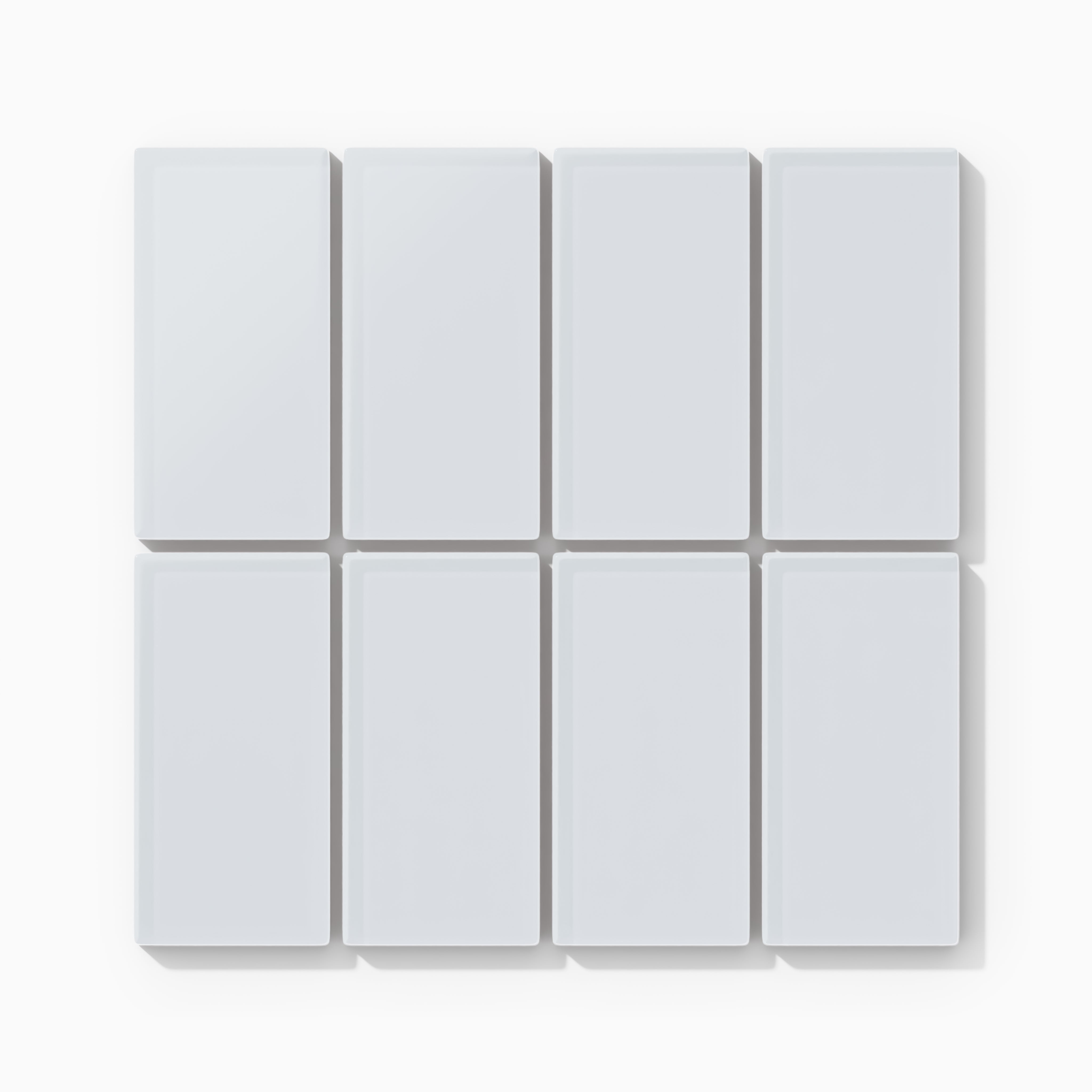 2x4 Straight Set Sheeted Glass Mosaic Tile in Snowy Owl Matte
