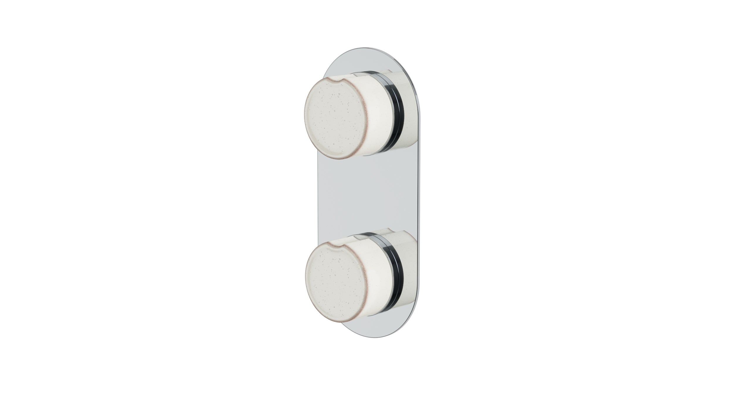 Foundry Two Handle Wall Mount Shower Trim with Groove Ceramic Knob Handles in Polished Chrome