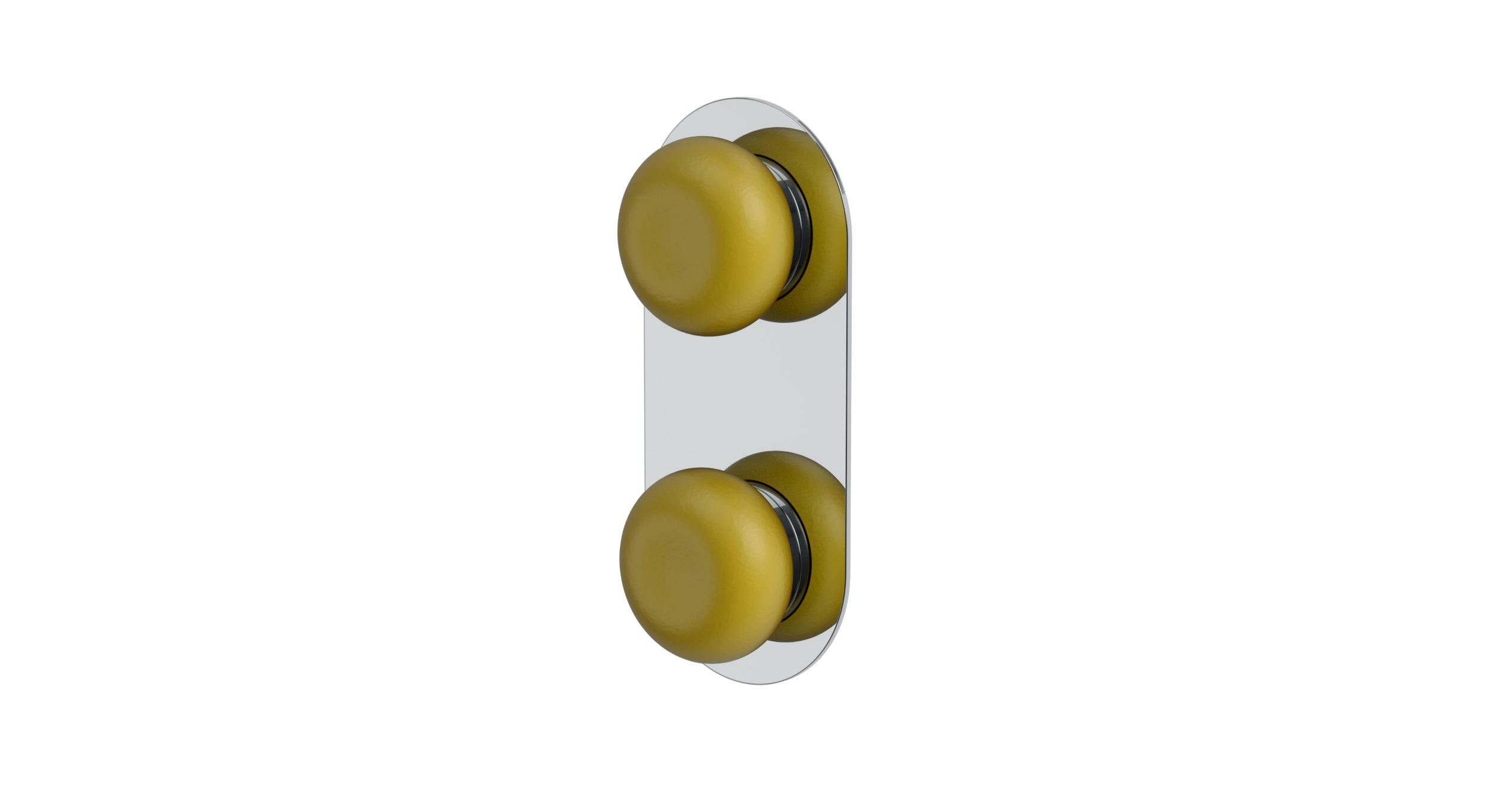 Foundry Two Handle Wall Mount Shower Trim with Pebble Ceramic Knob Handles in Polished Chrome