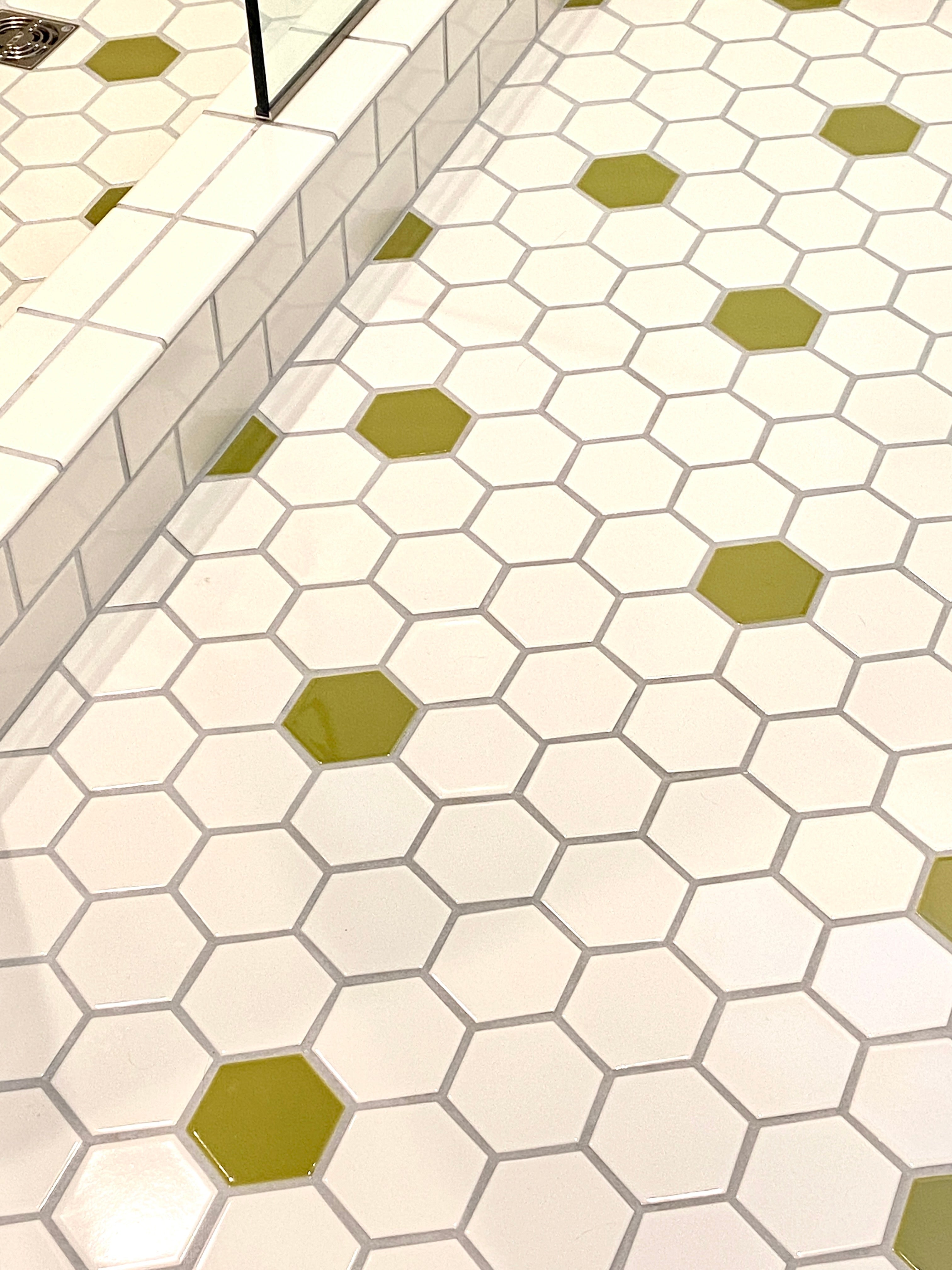 4" Hexagon Original Ceramic Tile in Palm Tree Gloss