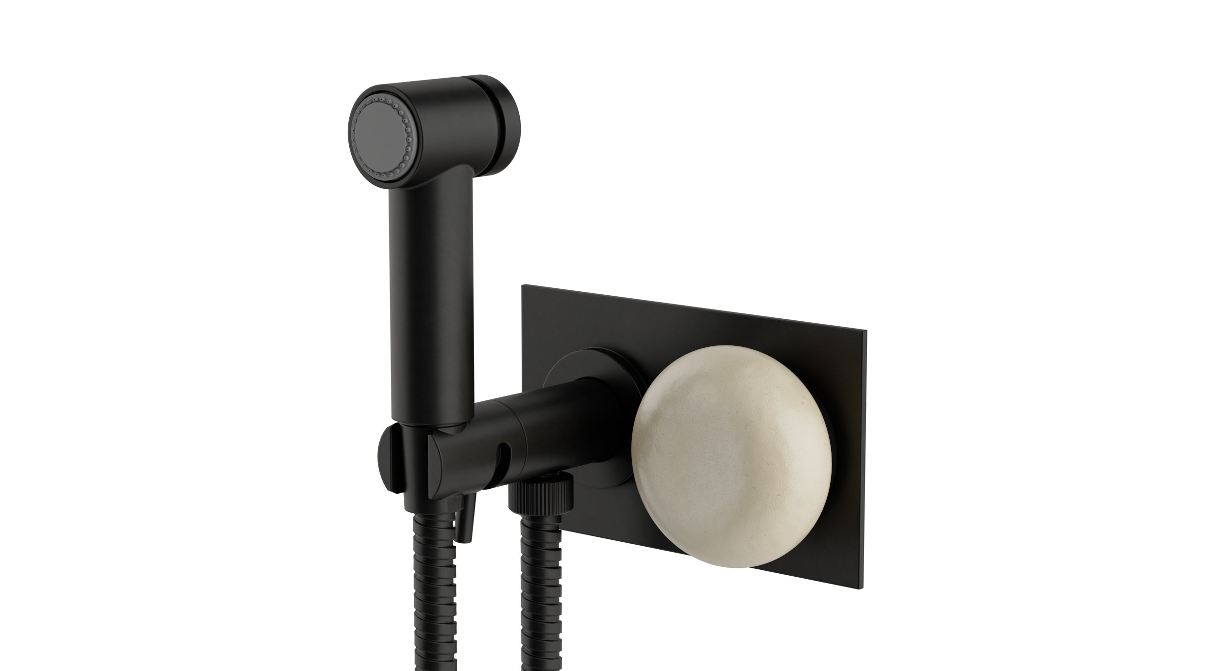 Foundry One Handle Wall Mount Bidet Trim with Pebble Ceramic Knob Handle in Oil Rubbed Bronze