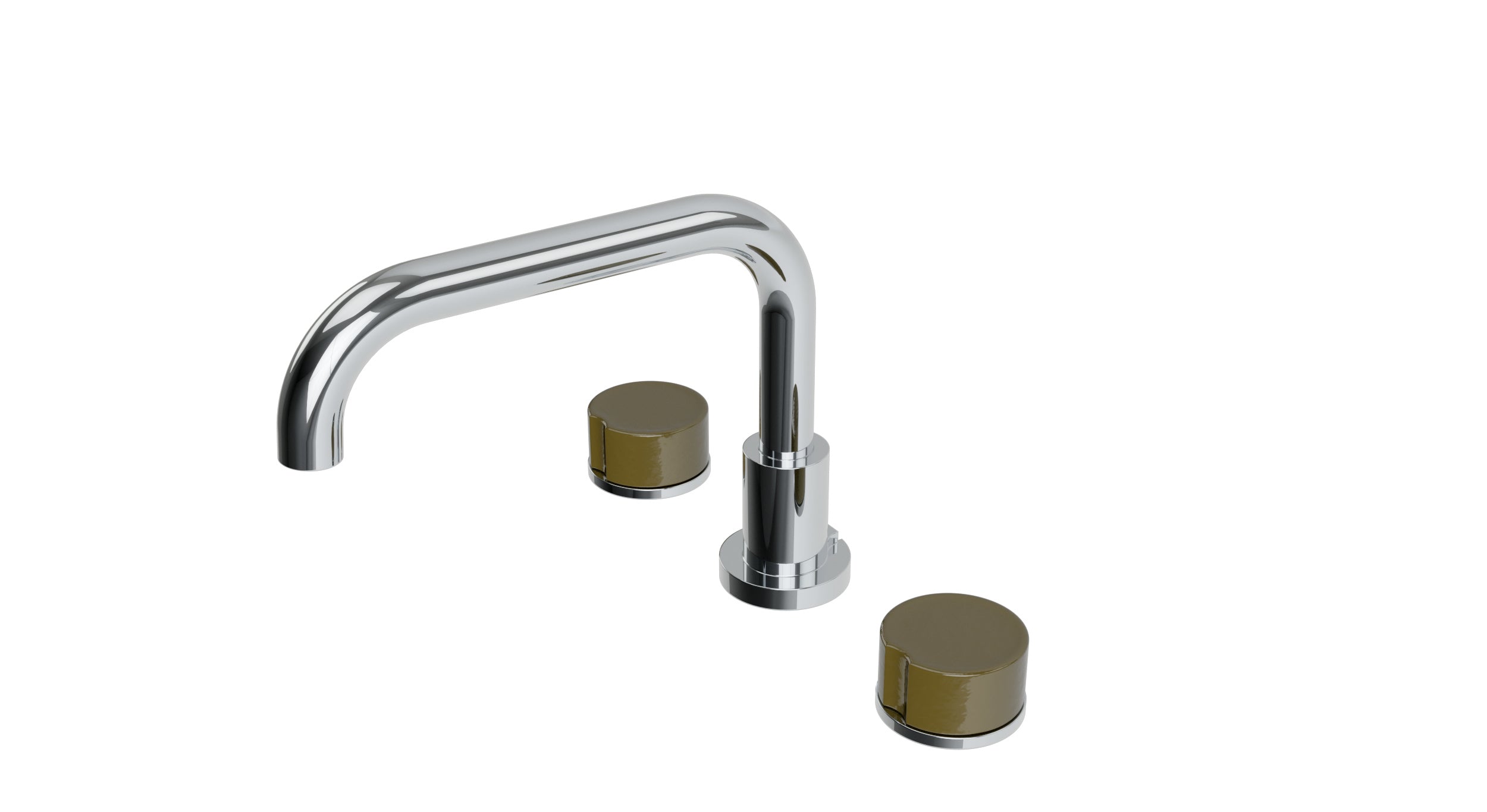 Foundry Two Handle Deck Mount Squaretop Bath Trim with Groove Ceramic Knob Handles in Polished Chrome