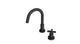 Flatiron One Handle Deck Mount Short Gooseneck Lavatory Faucet with Linear Cross Handle in Matte Black