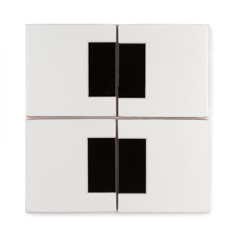 4x4 Handpainted Tile Dot Dash 4 in Charcoal