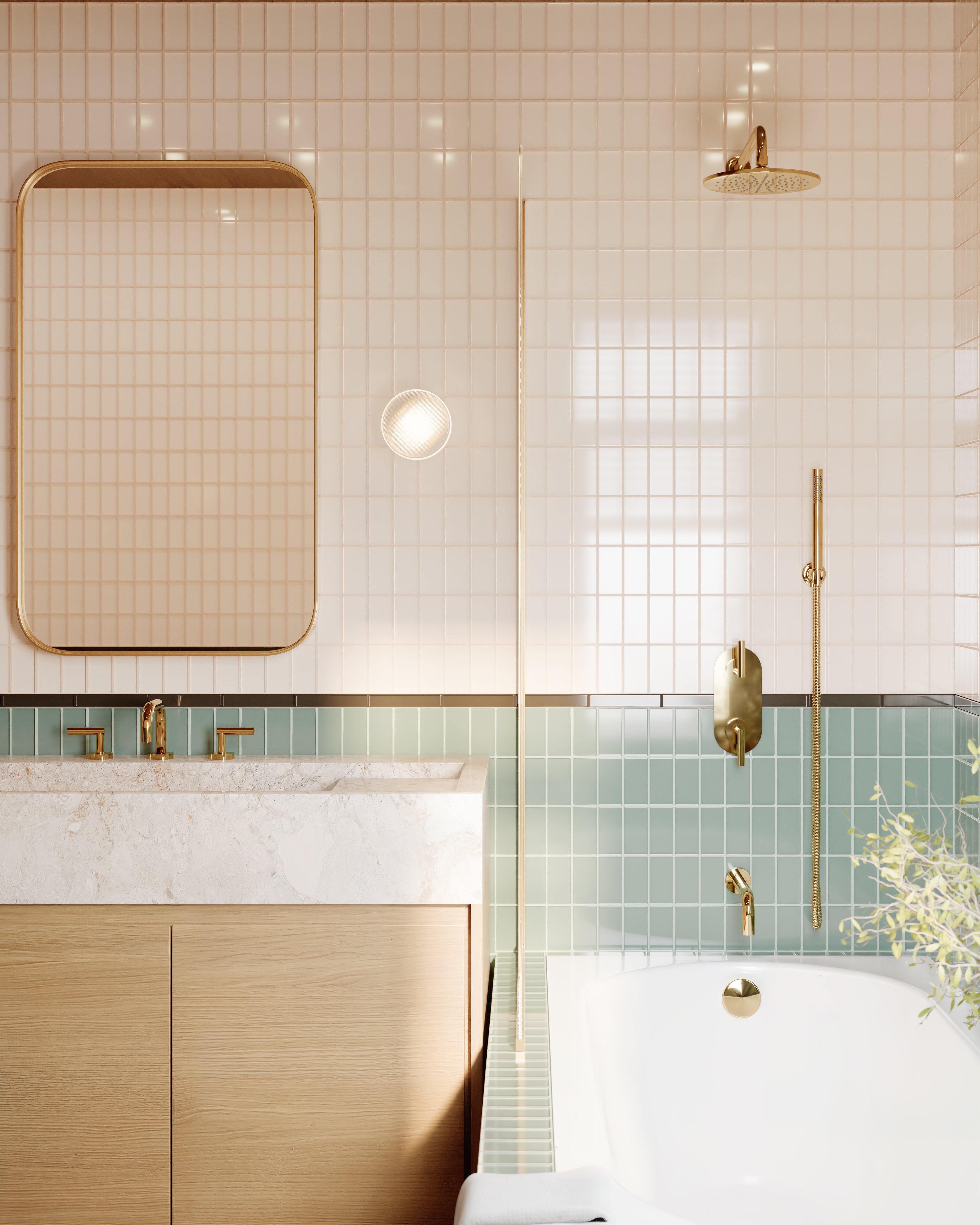 2x4 Straight Set Sheeted Glass Mosaic Tile in Sandpiper Gloss