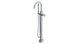 Contour One Handle Floor Mount Gooseneck Bath Trim with Hand Shower and Soft Cross Handle in Polished Chrome