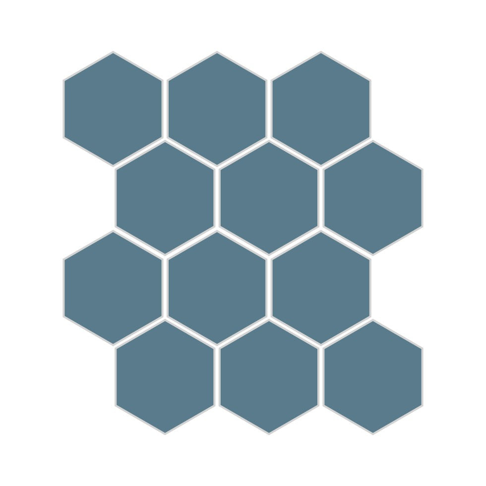 3" Hexagon Sheeted Original Ceramic Mosaic Tile in Nautical Matte