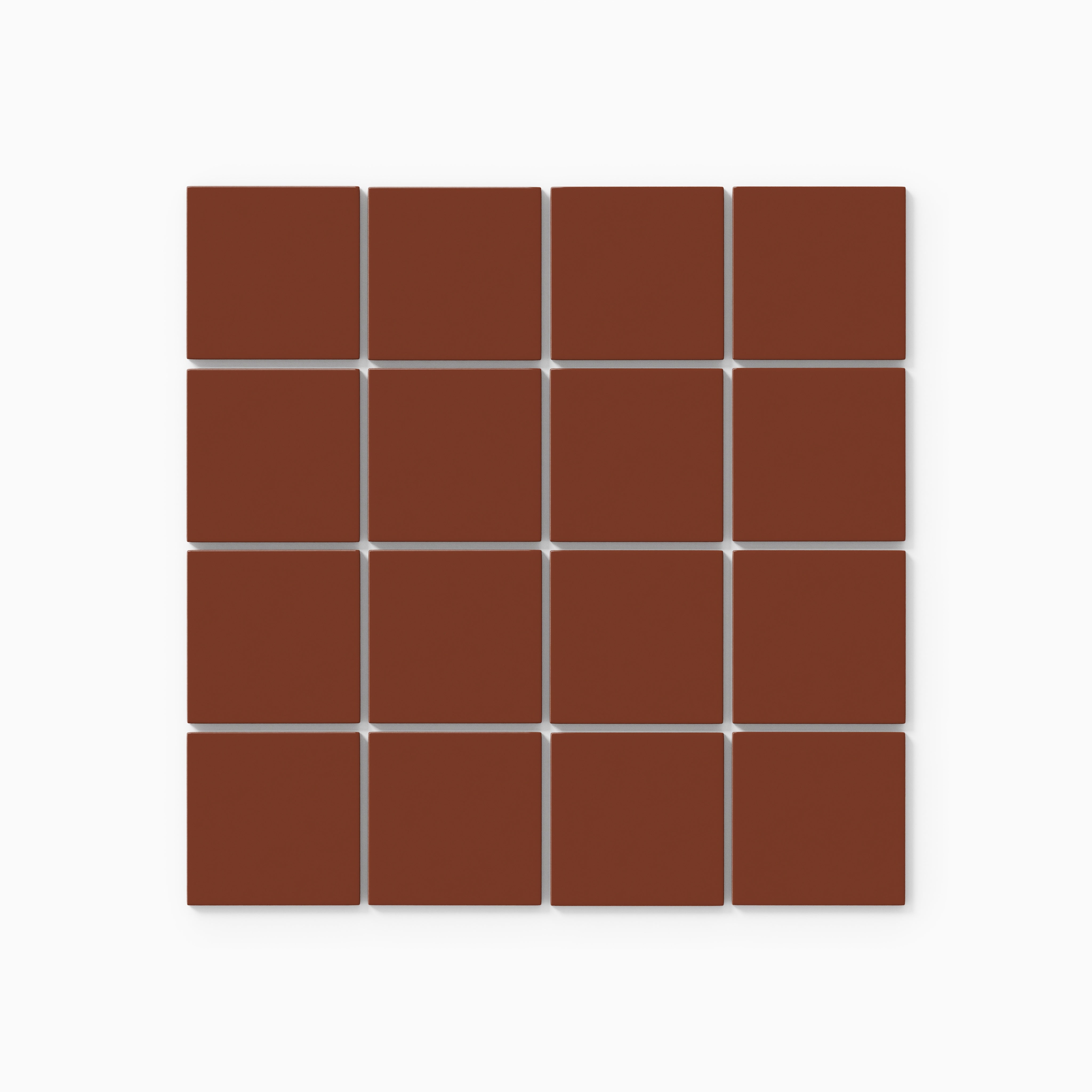 3x3 Straight Set Sheeted Natural Press Ceramic Mosaic Tile in Red Iron Oxide Gloss