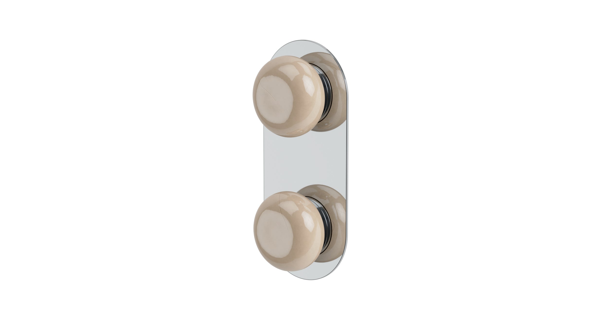 Foundry Two Handle Wall Mount Shower Trim with Pebble Ceramic Knob Handles in Polished Chrome