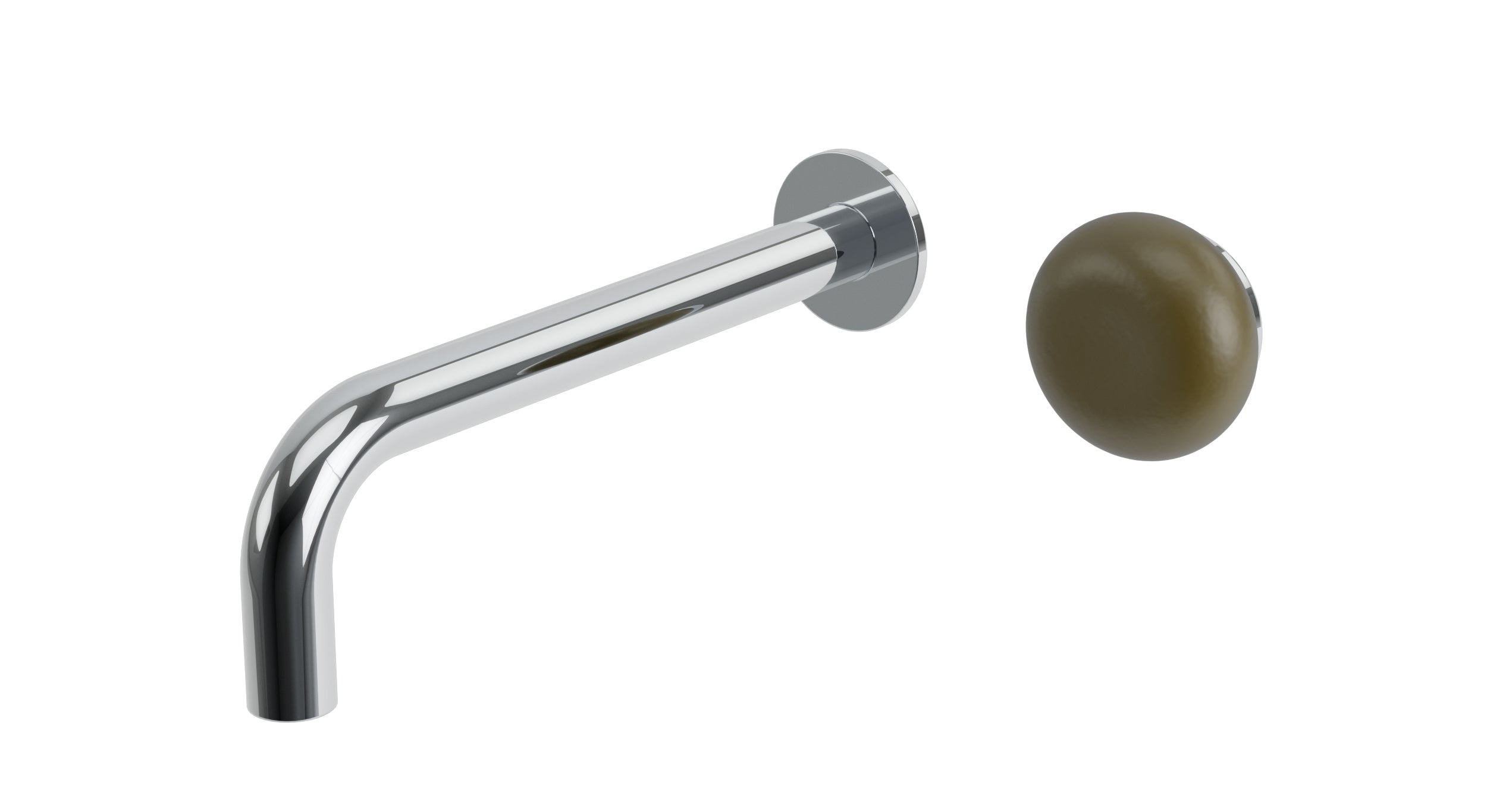 Foundry One Handle Wall Mount 7.5" Lavatory Faucet with Pebble Ceramic Knob Handle in Polished Chrome
