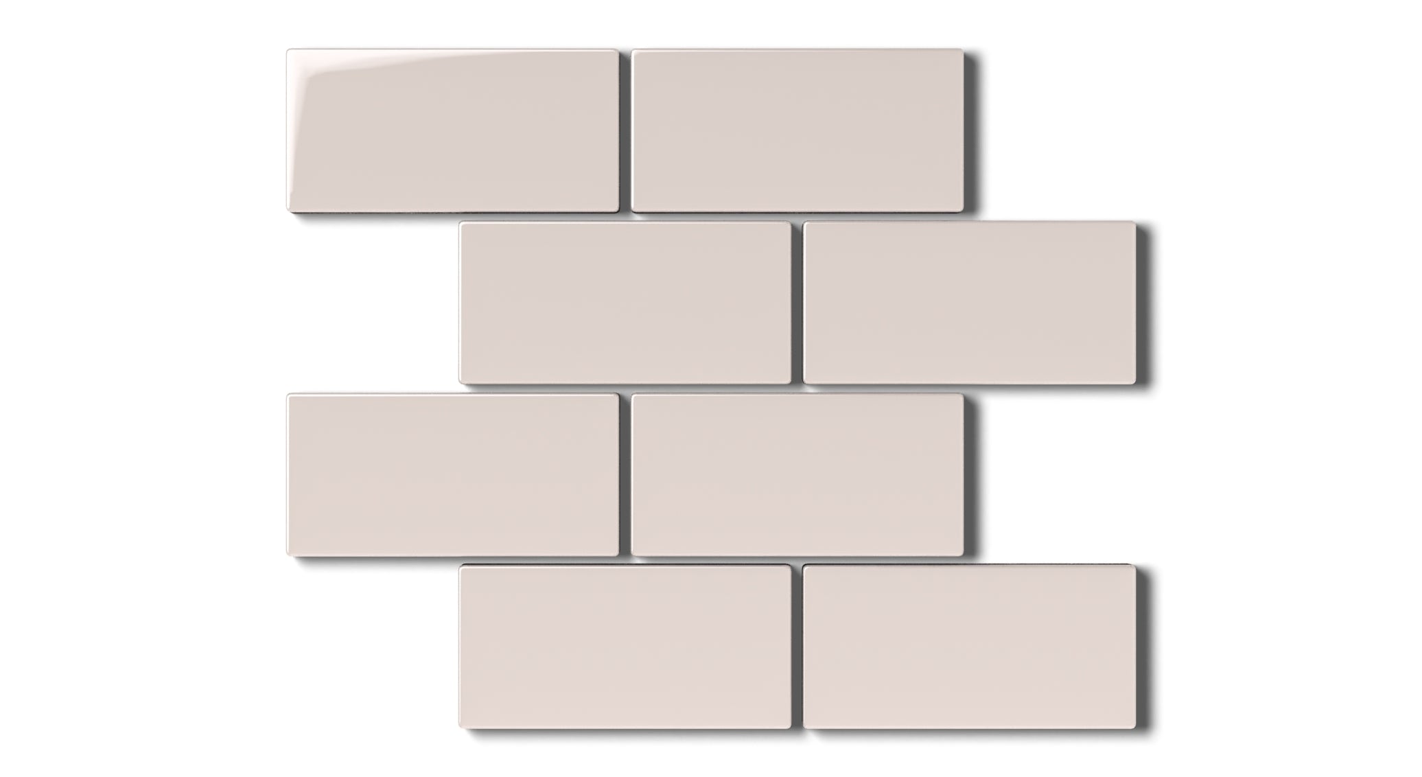 2x4 Half Offset Sheeted Natural Press Ceramic Mosaic Tile in Tyrian Purple Gloss