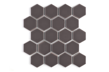 3" Hexagon Sheeted Original Ceramic Mosaic Tile in Kalamata Gloss