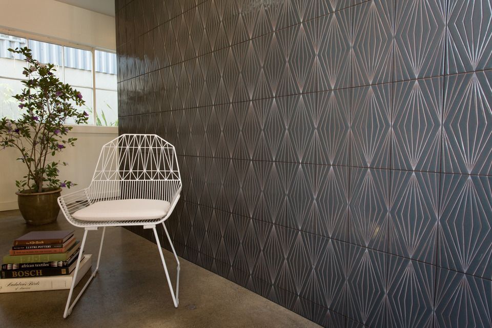 6x12 Handpainted Tile Diamond Contour in Dark Motif
