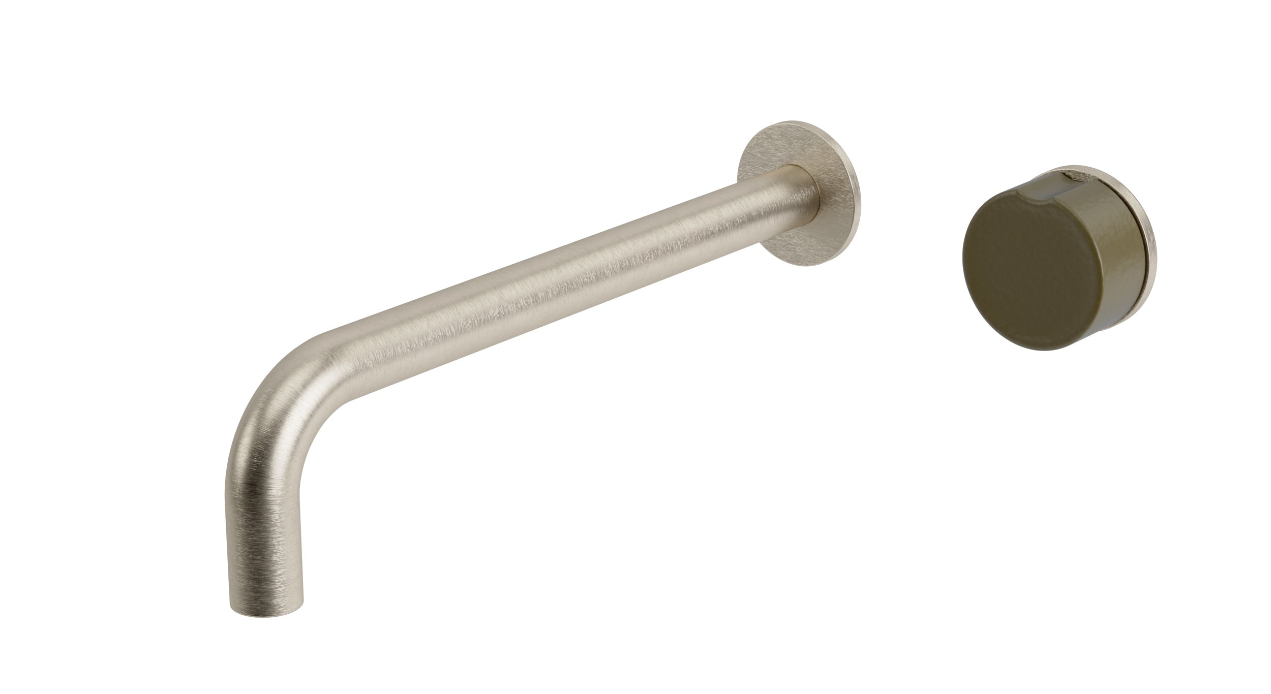 Foundry One Handle Wall Mount 10" Lavatory Faucet with Groove Ceramic Knob Handle in Satin Nickel