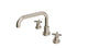 Flatiron Two Handle Deck Mount Squaretop Bath Trim with Linear Cross Handles in Satin Nickel