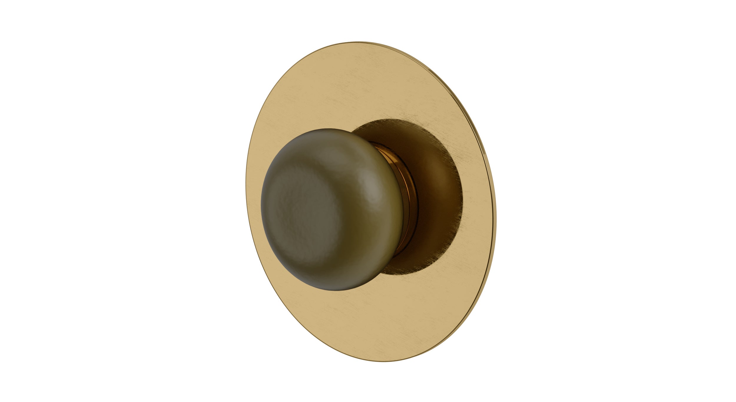 Foundry One Handle Wall Mount Shower Trim with Pebble Ceramic Knob Handle in Uncoated Polished Brass
