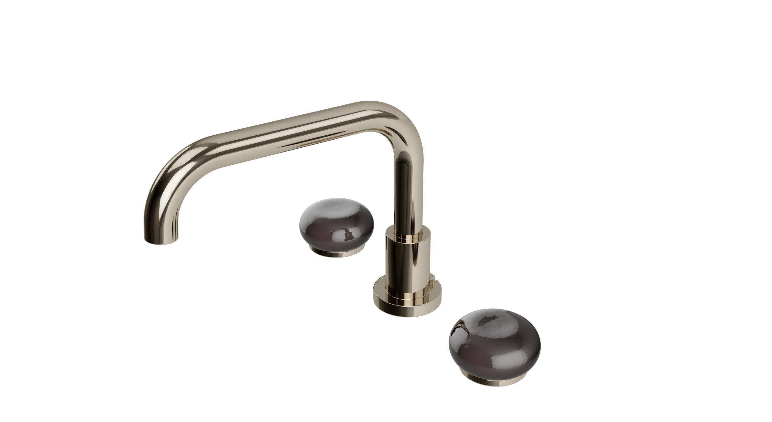 Foundry Two Handle Deck Mount Squaretop Bath Trim with Pebble Ceramic Knob Handles in Polished Nickel