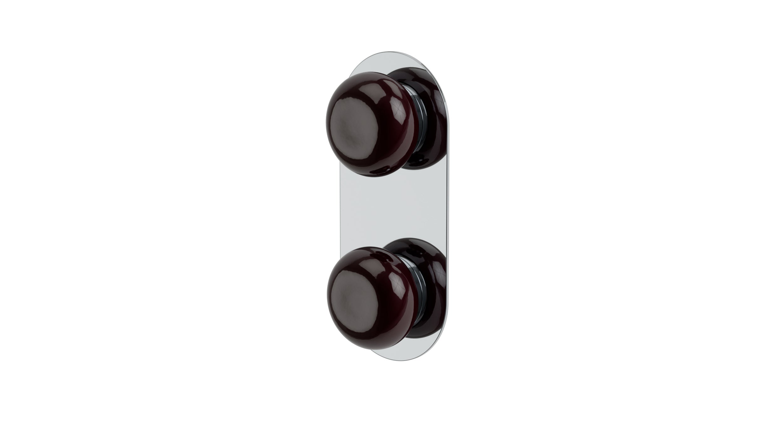 Foundry Two Handle Wall Mount Shower Trim with Pebble Ceramic Knob Handles in Polished Chrome
