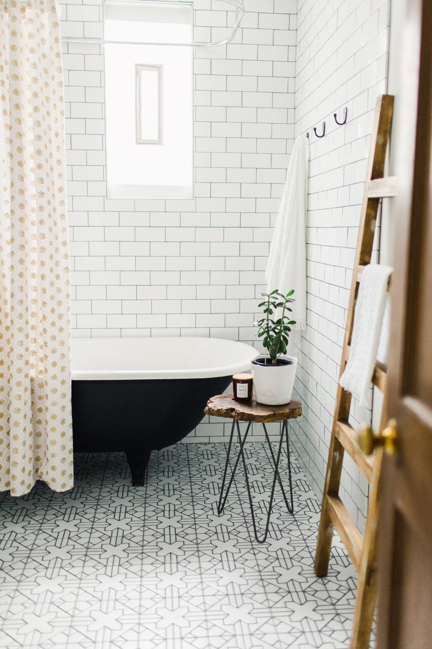 8x8 Handpainted Tile Kasbah Trellis in Neutral Motif