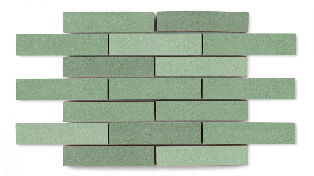 Half Offset Pattern Sea Green 1x4 Half Offset Sheeted Matte Original Ceramic Tile