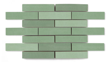 1x4 Half Offset Sheeted Original Ceramic Mosaic Tile in Sea Green Matte
