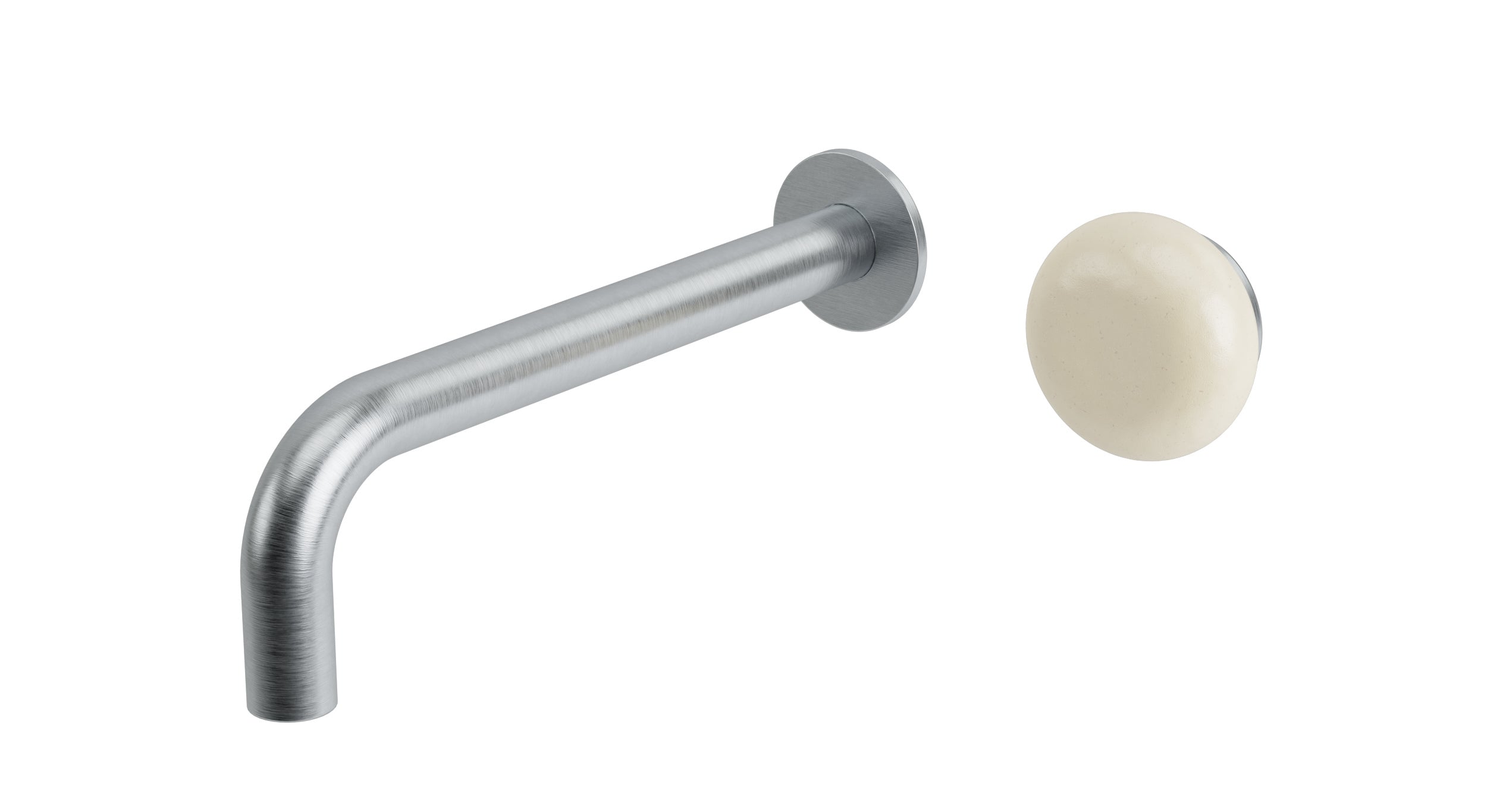 Foundry One Handle Wall Mount 7.5" Lavatory Faucet with Pebble Ceramic Knob Handle in Satin Chrome