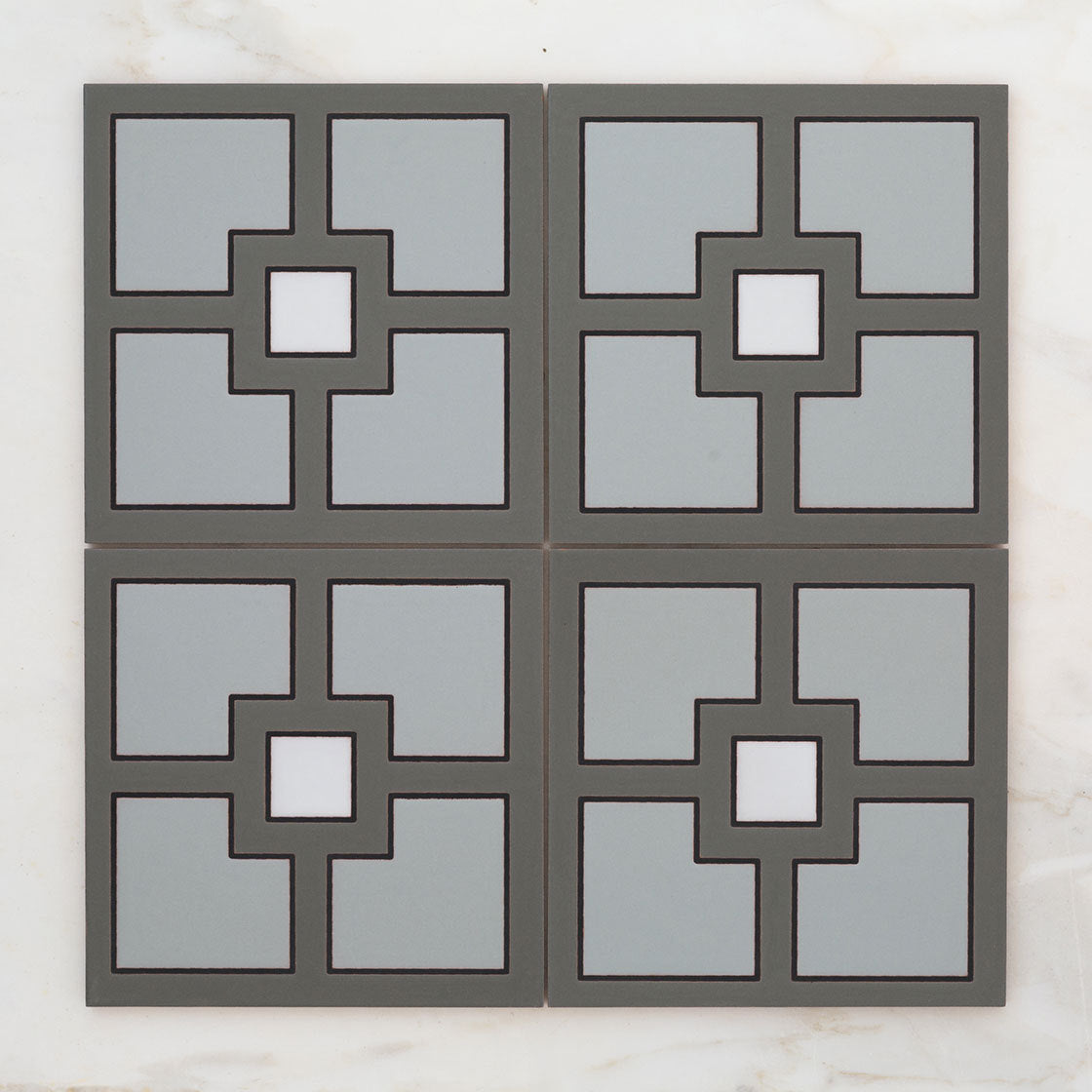 8x8 Handpainted Tile Seattle in Grey Motif