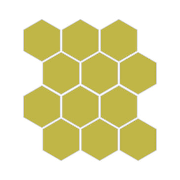 3" Hexagon Sheeted Original Ceramic Mosaic Tile in Palm Tree Matte