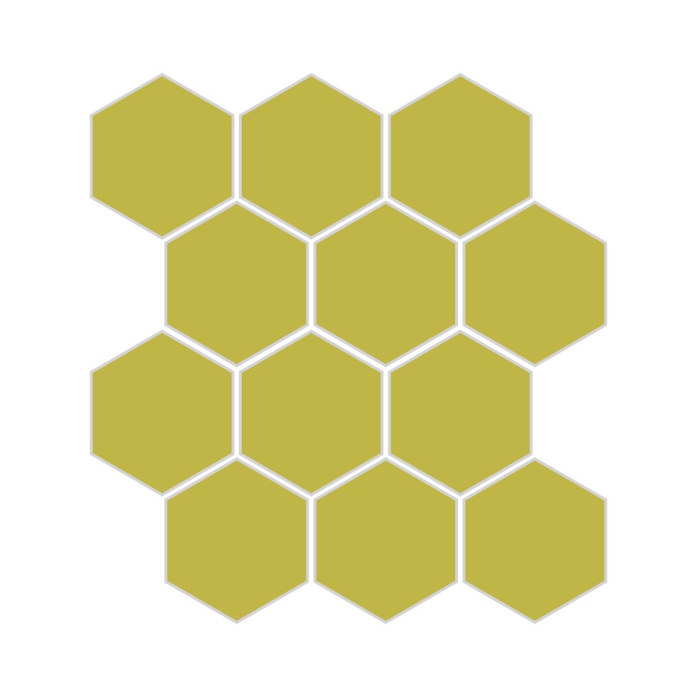 3" Hexagon Sheeted Original Ceramic Mosaic Tile in Palm Tree Matte