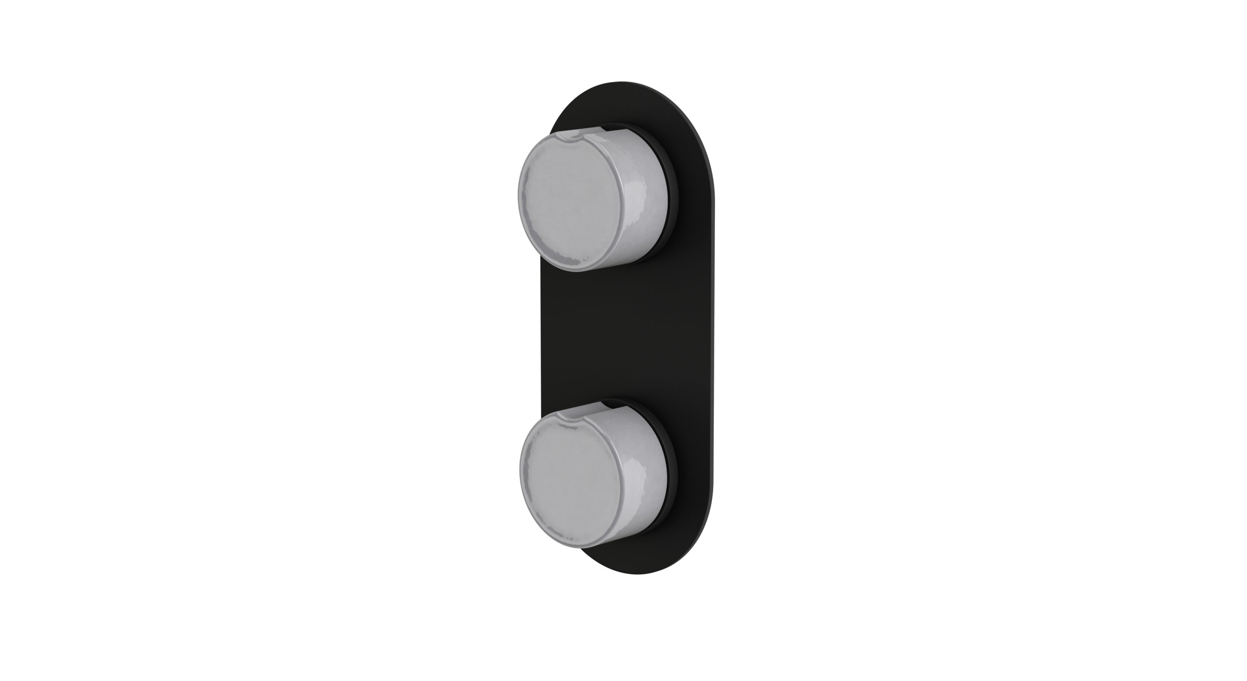 Foundry Two Handle Wall Mount Shower Trim with Groove Ceramic Knob Handles in Matte Black