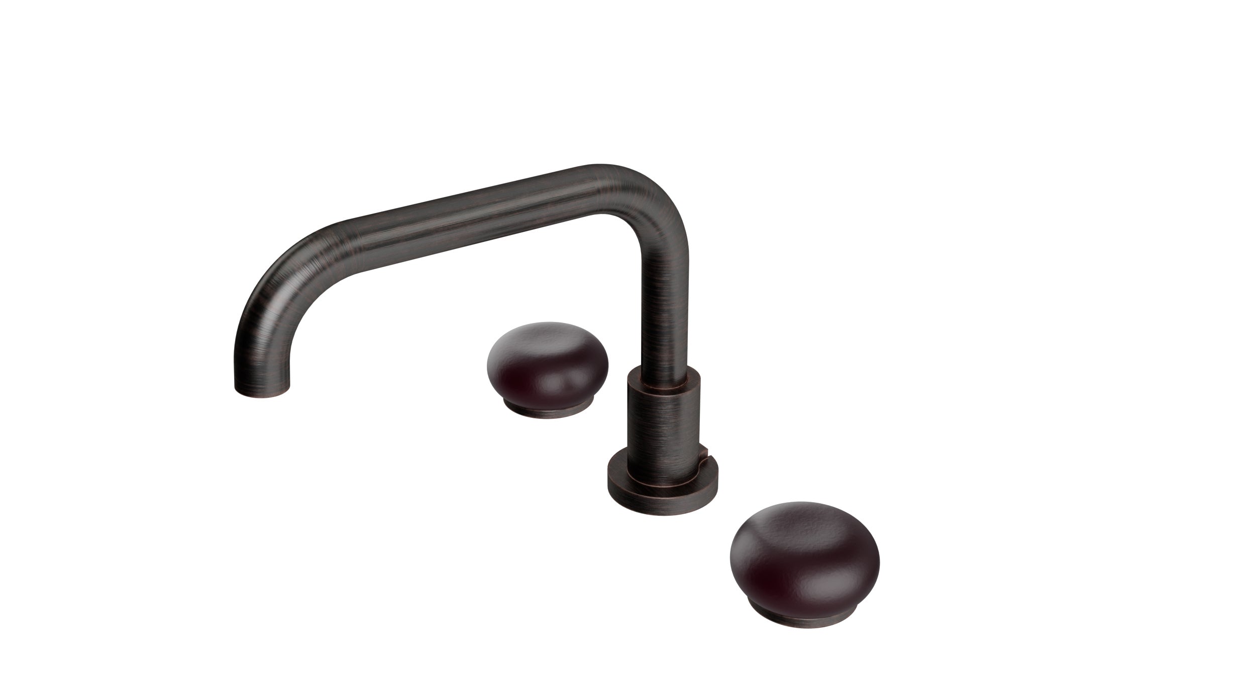 Foundry Two Handle Deck Mount Squaretop Bath Trim with Pebble Ceramic Knob Handles in Antique Bronze
