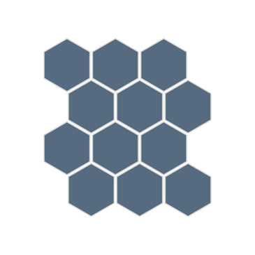 2" Hexagon Sheeted Original Ceramic Mosaic Tile in Slate Blue Matte