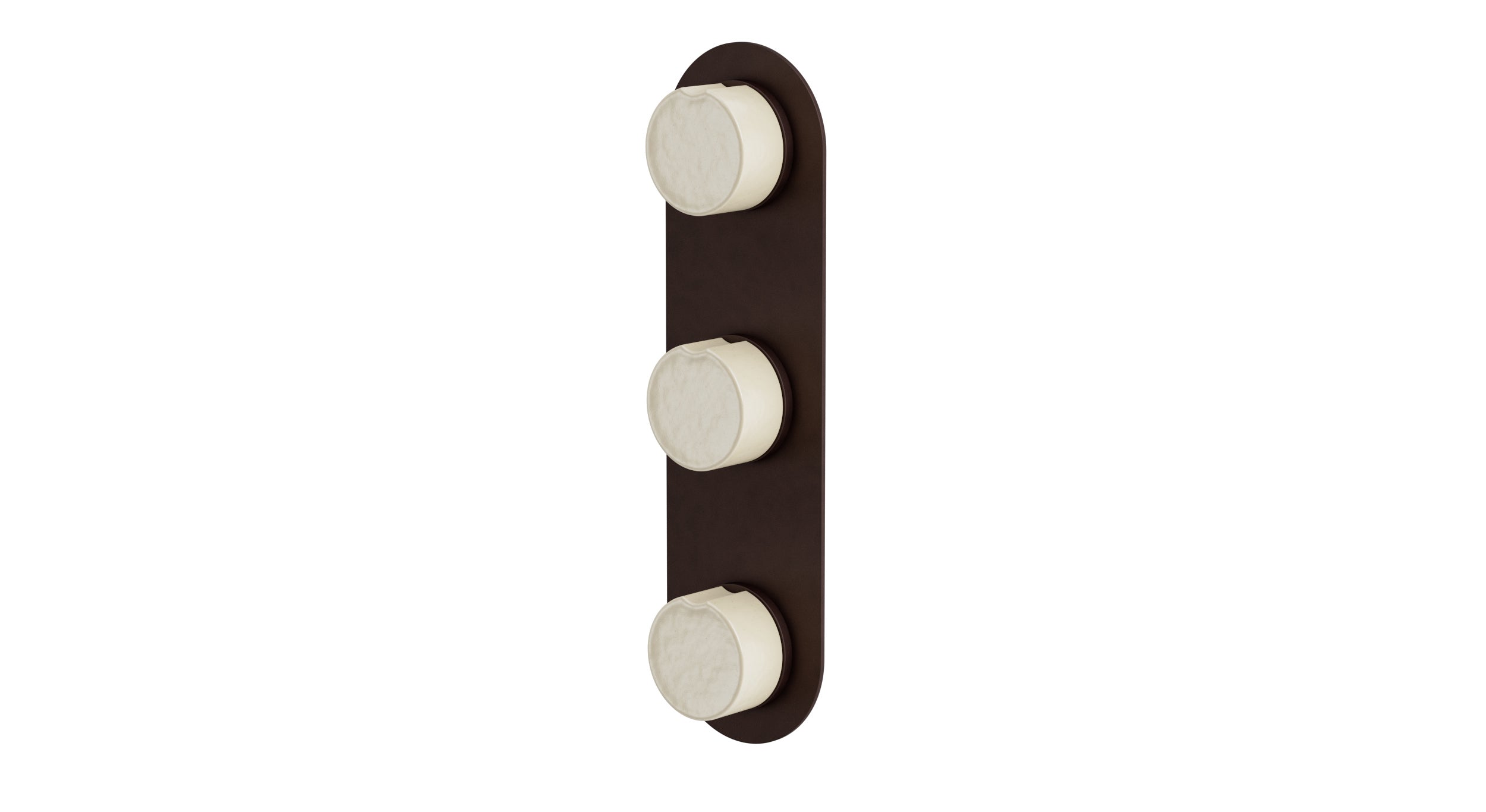 Foundry Three Handle Wall Mount Shower Trim with Groove Ceramic Knob Handles in Architectural Copper