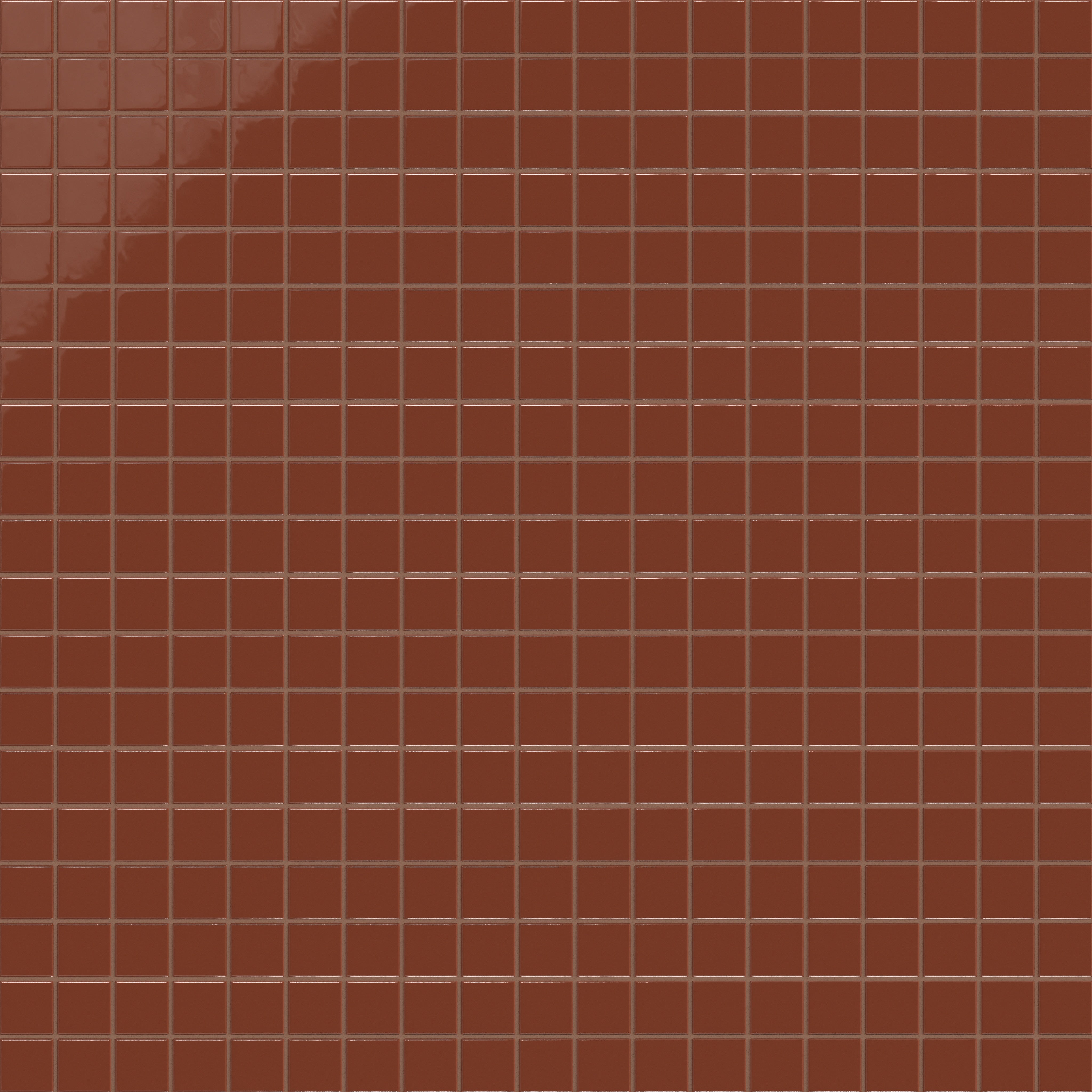 2x2 Straight Set Sheeted Natural Press Ceramic Mosaic Tile in Red Iron Oxide Gloss