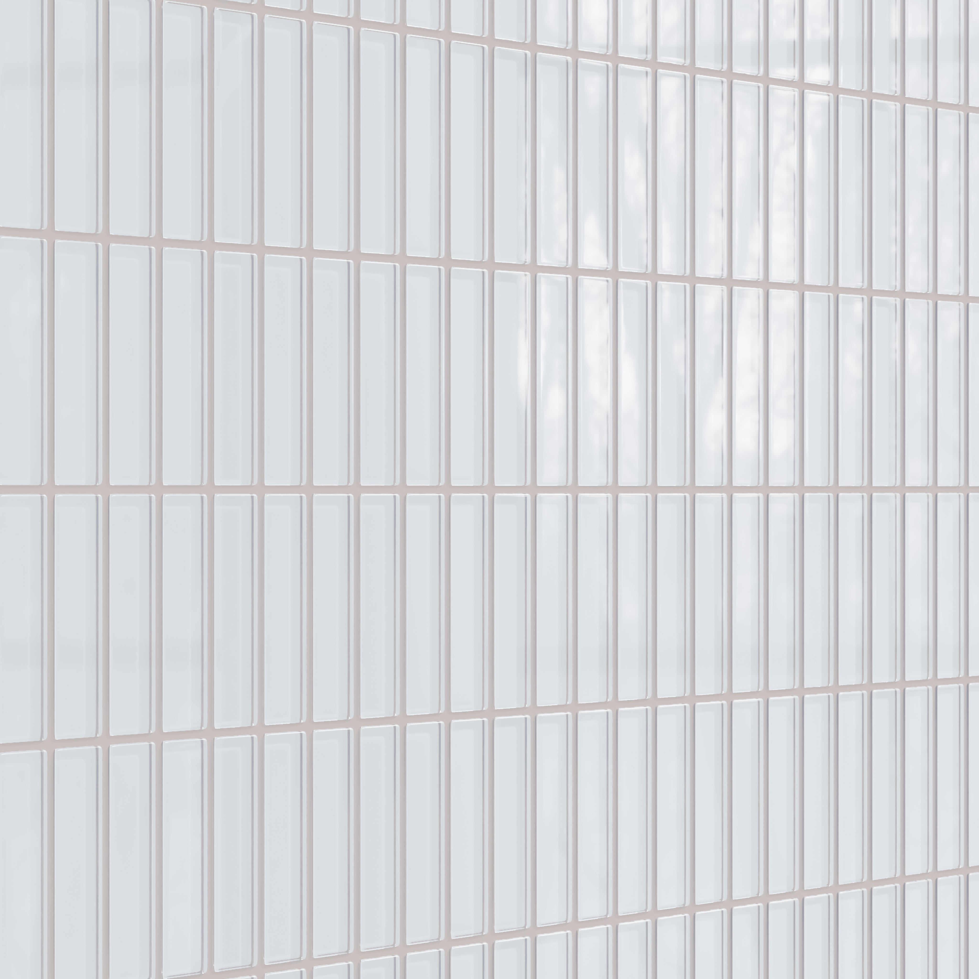 1x4 Straight Set Sheeted Glass Mosaic Tile in Snowy Owl Gloss