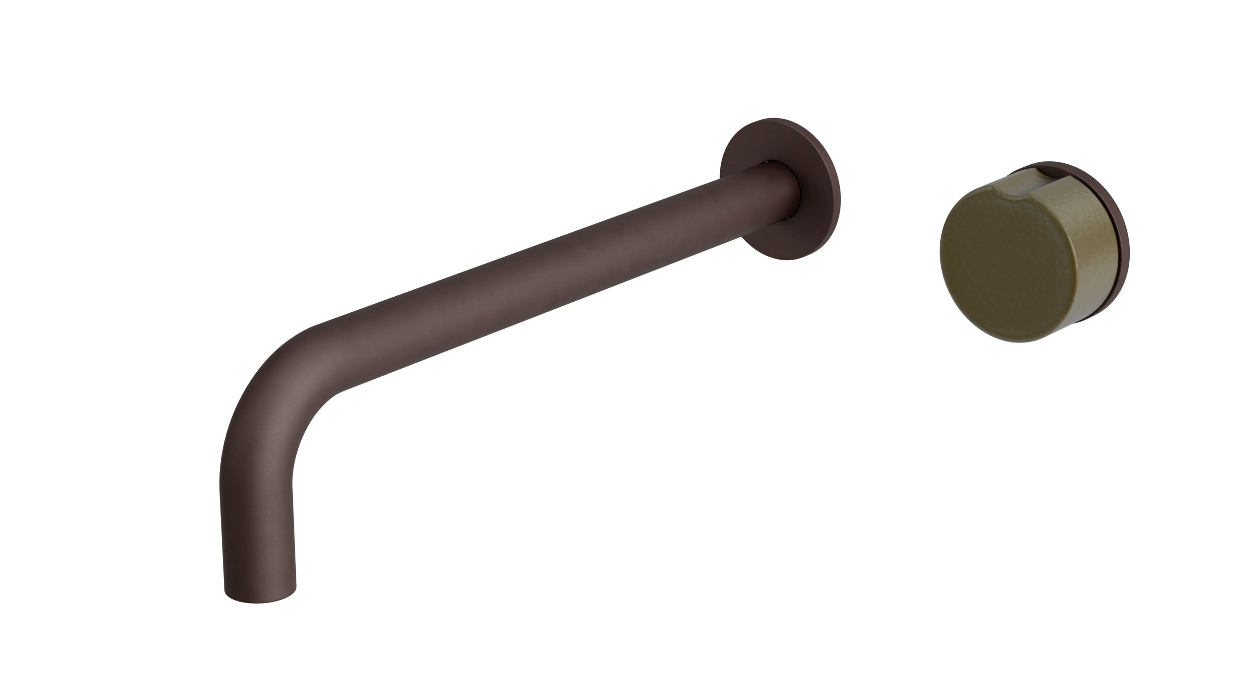 Foundry One Handle Wall Mount 10" Lavatory Faucet with Groove Ceramic Knob Handle in Architectural Copper