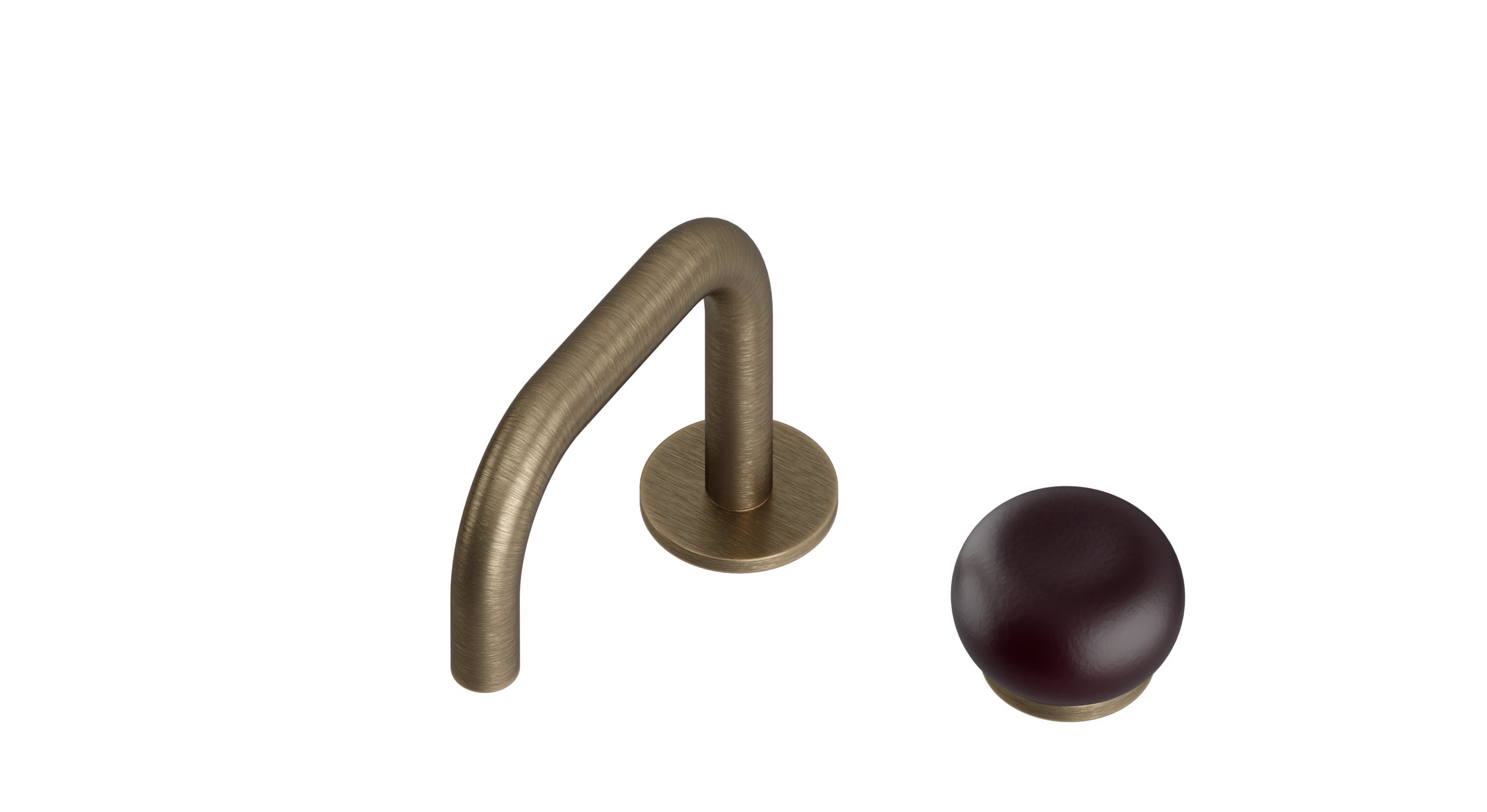 Foundry One Handle Deck Mount Squaretop Lavatory Faucet with Pebble Ceramic Knob Handle in Antique Brass
