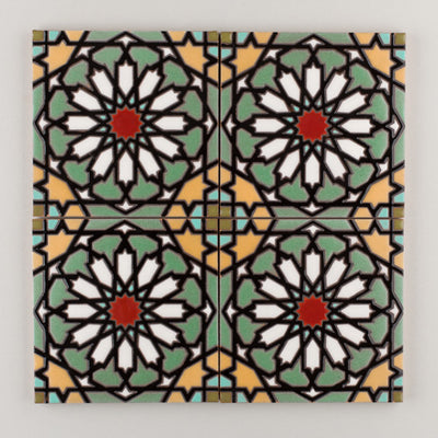 6x6 Handpainted Sample Moorish Knot  in Warm Motif