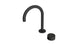 Foundry One Handle Deck Mount Gooseneck Lavatory Faucet with Barrel Knob Handle in Matte Black