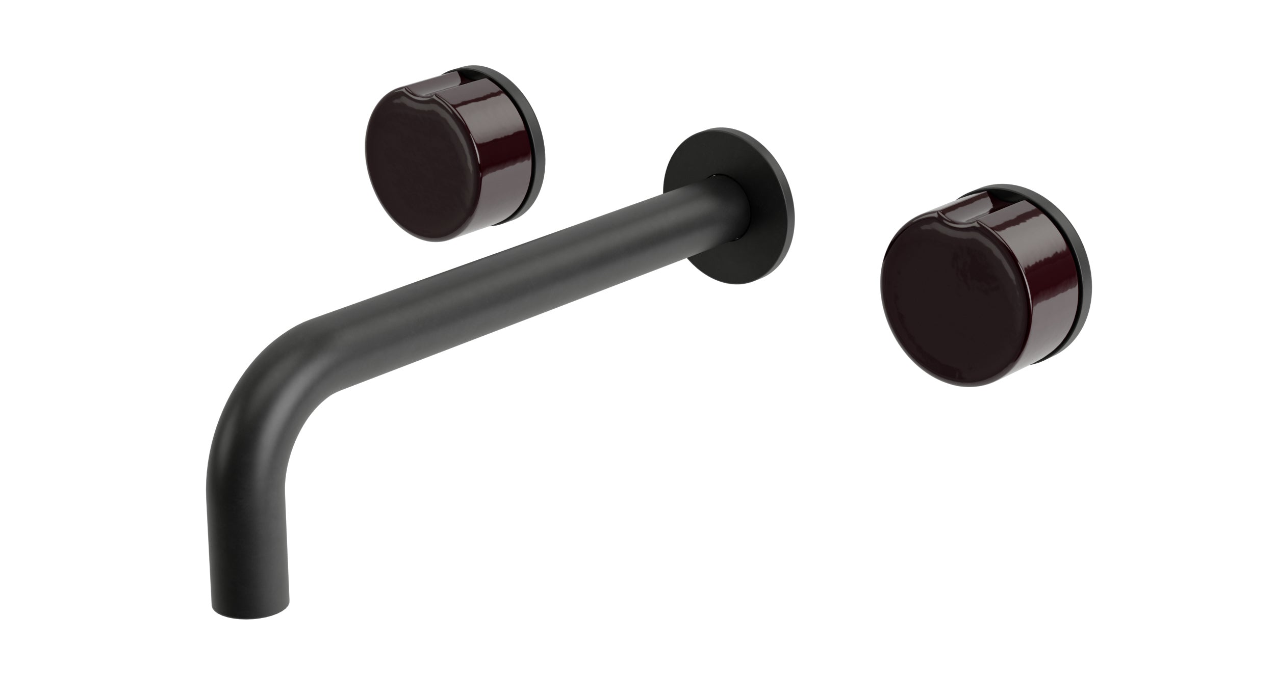 Foundry Two Handle Wall Mount 7.5" Lavatory Faucet with Groove Ceramic Knob Handles in Oil Rubbed Bronze