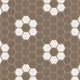 2" Hexagon Double Daisy Sheeted Original Ceramic Tile in Cardamom Matte & Calcite Matte