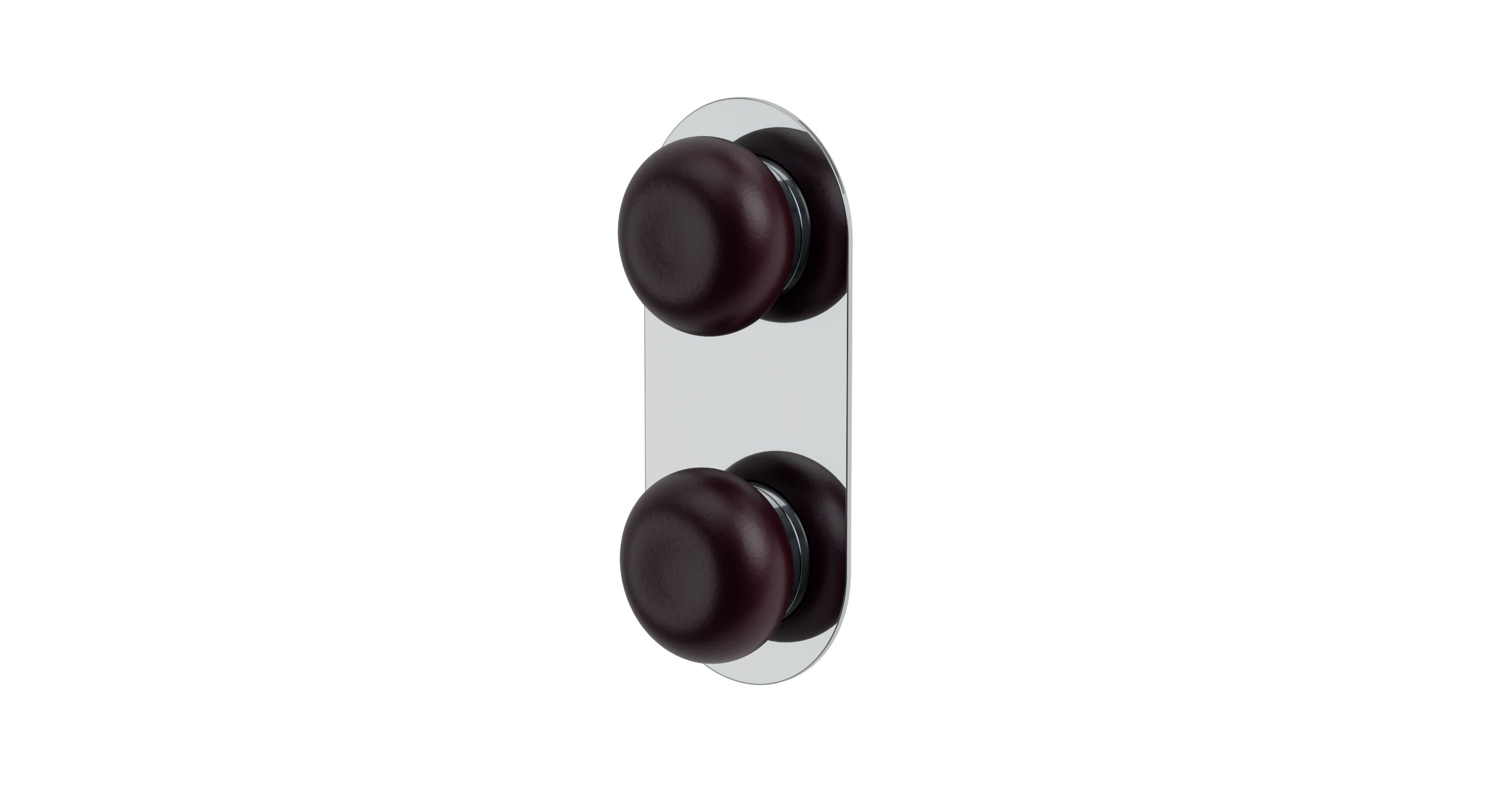 Foundry Two Handle Wall Mount Shower Trim with Pebble Ceramic Knob Handles in Polished Chrome