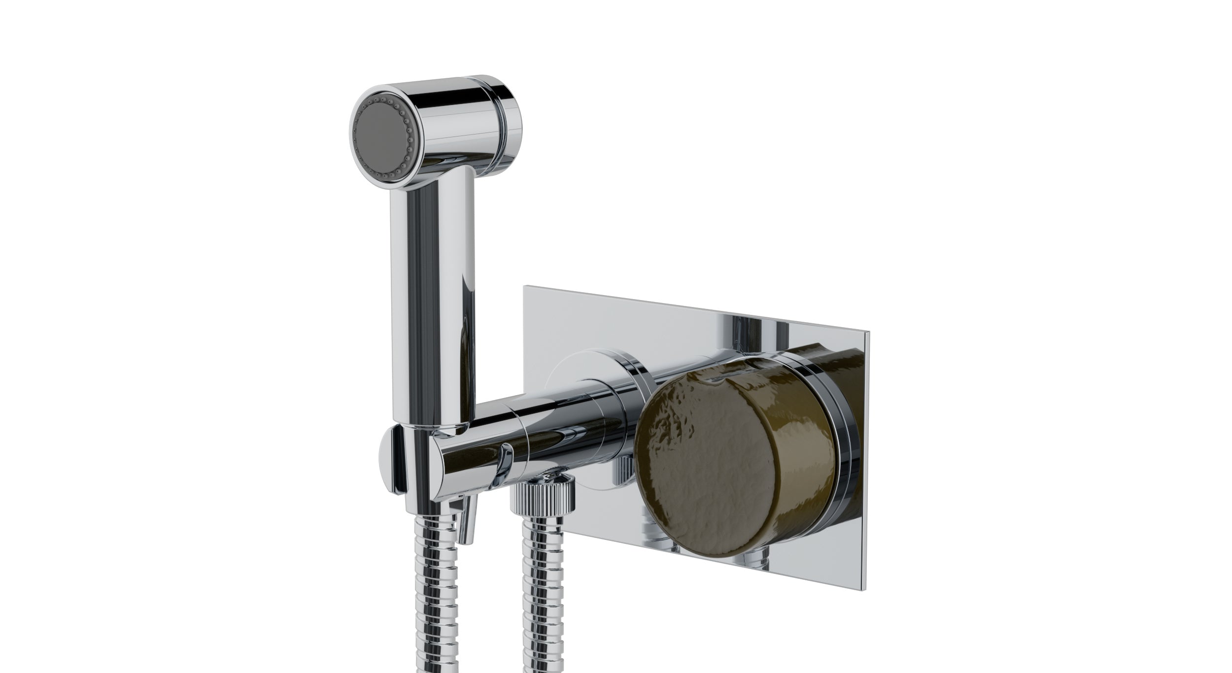 Foundry One Handle Wall Mount Bidet Trim with Groove Ceramic Knob Handle in Polished Chrome
