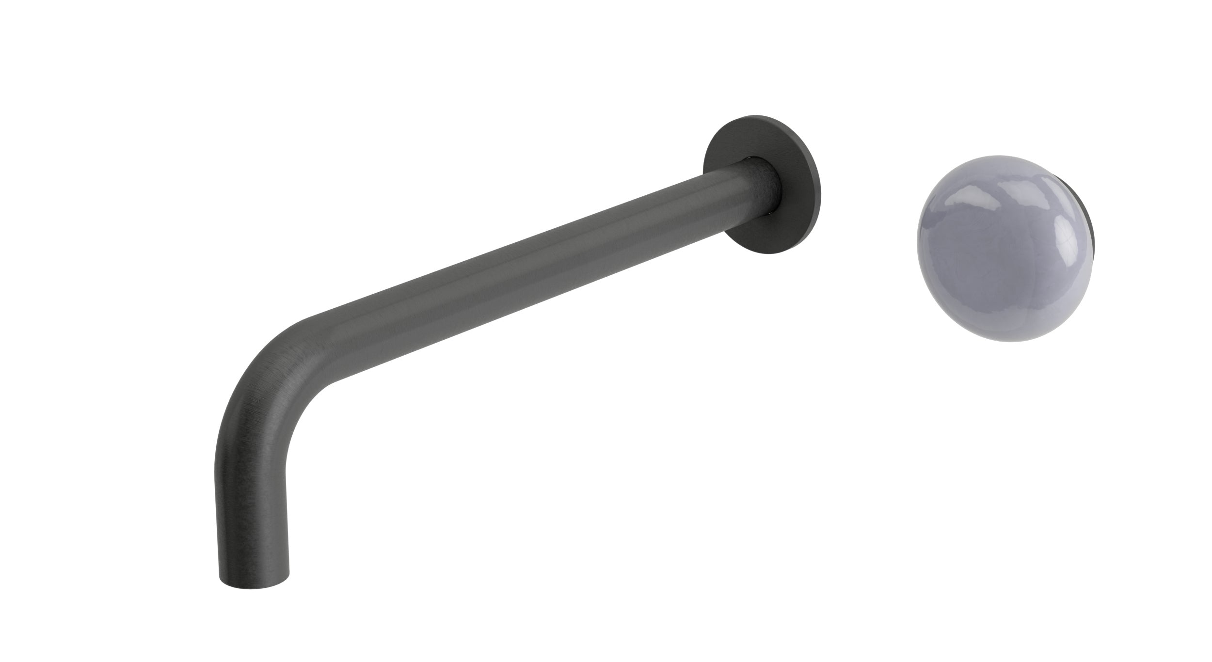 Foundry One Handle Wall Mount 10" Lavatory Faucet with Pebble Ceramic Knob Handle in Blackened Nickel