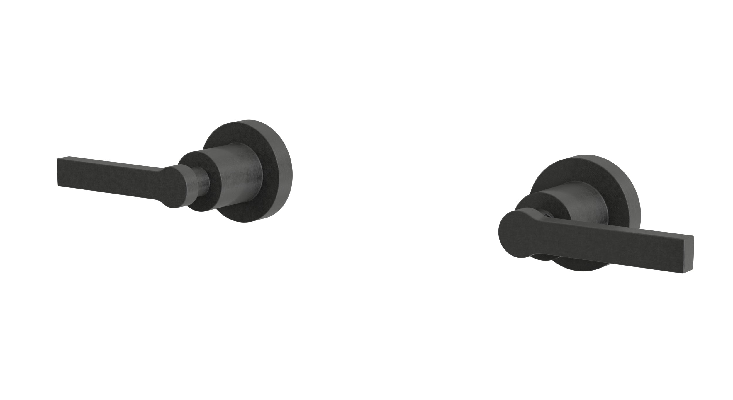Flatiron Two Handle Wall Mount Bath Trim with Linear Lever Handles in Blackened Nickel