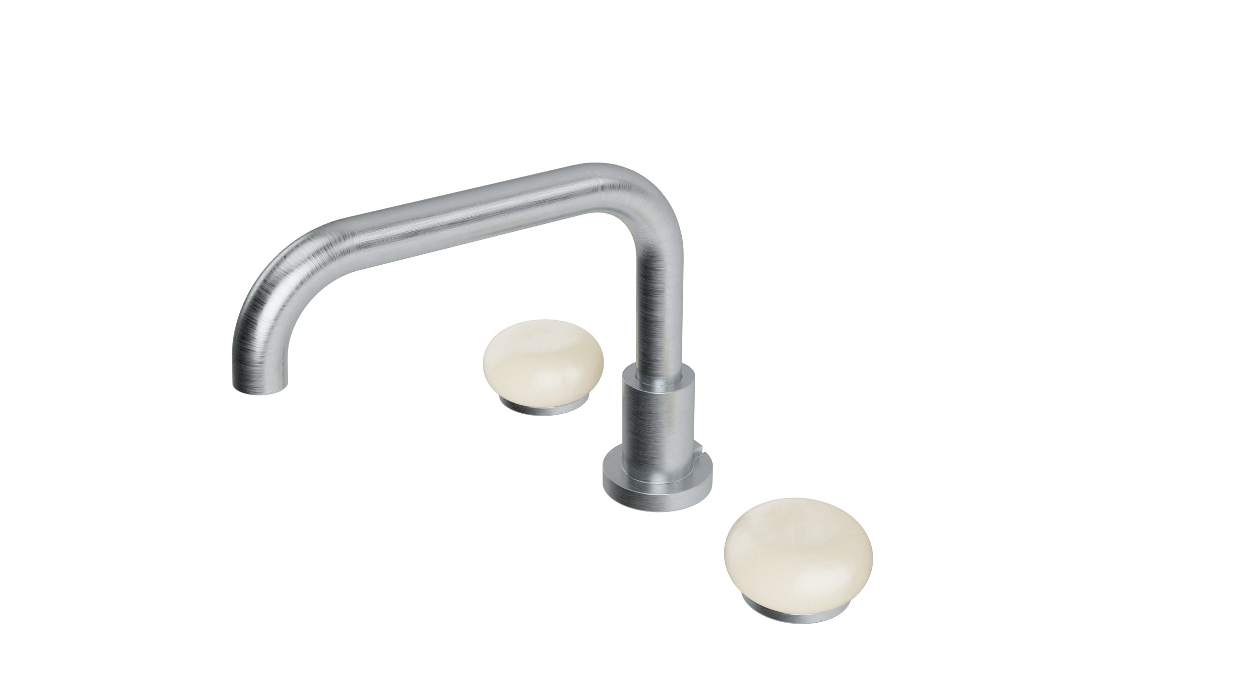Foundry Two Handle Deck Mount Squaretop Bath Trim with Pebble Ceramic Knob Handles in Satin Chrome