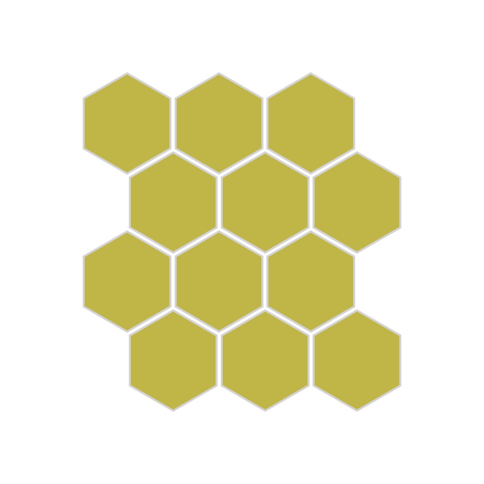 2" Hexagon Sheeted Original Ceramic Mosaic Tile in Palm Tree Matte