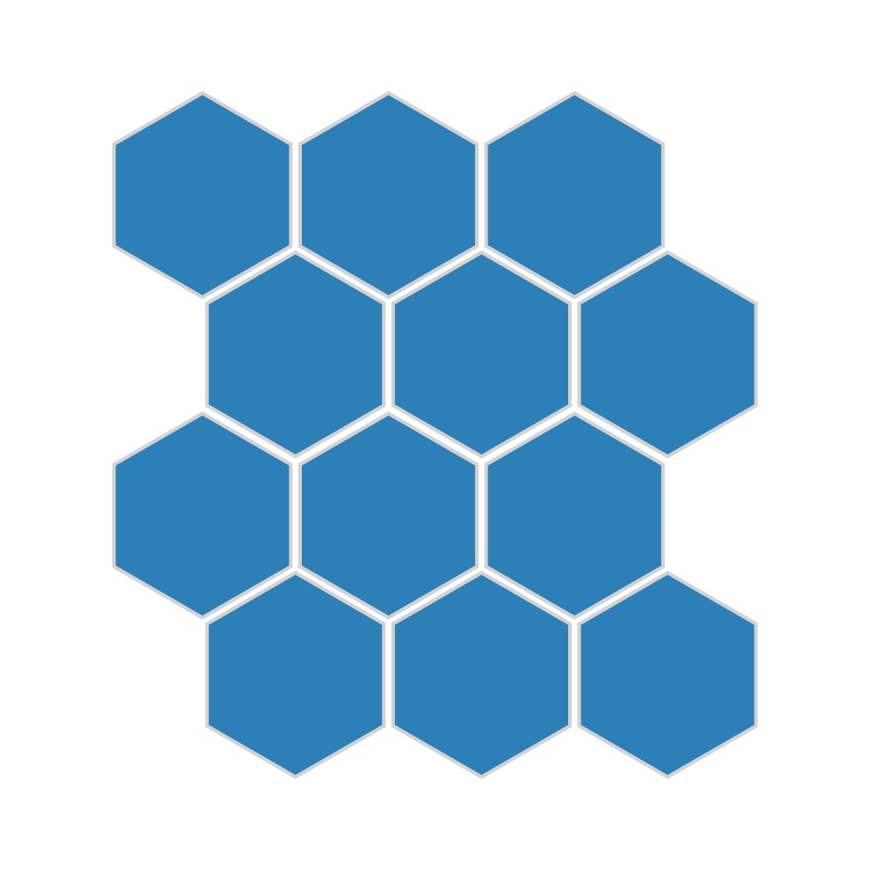 3" Hexagon Sheeted Original Ceramic Mosaic Tile in Aegean Sea Matte