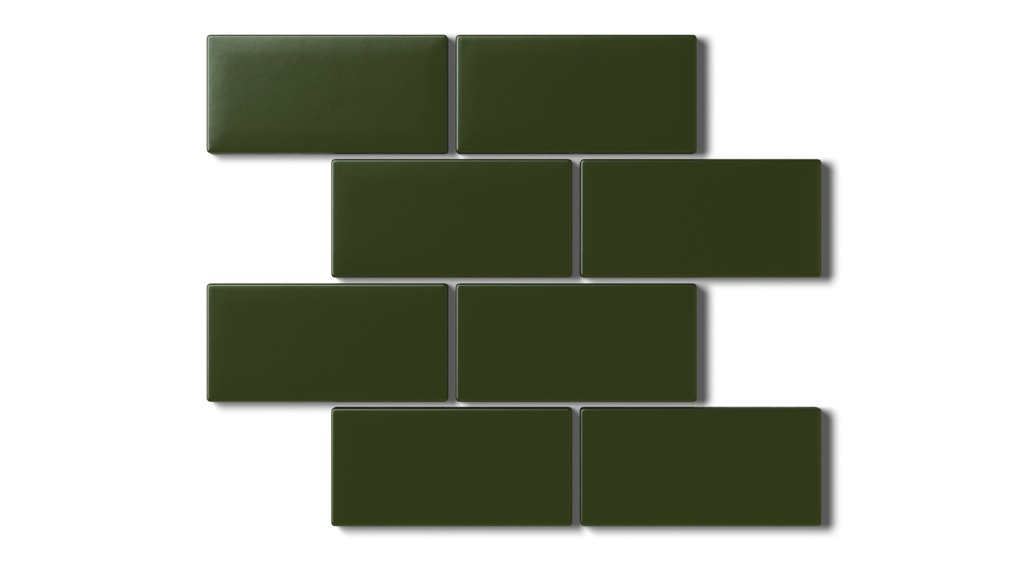2x4 Half Offset Sheeted Natural Press Ceramic Mosaic Tile in Green Apatite Matte
